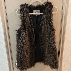 GH Bass Faux Fur Vest - Black and Brown